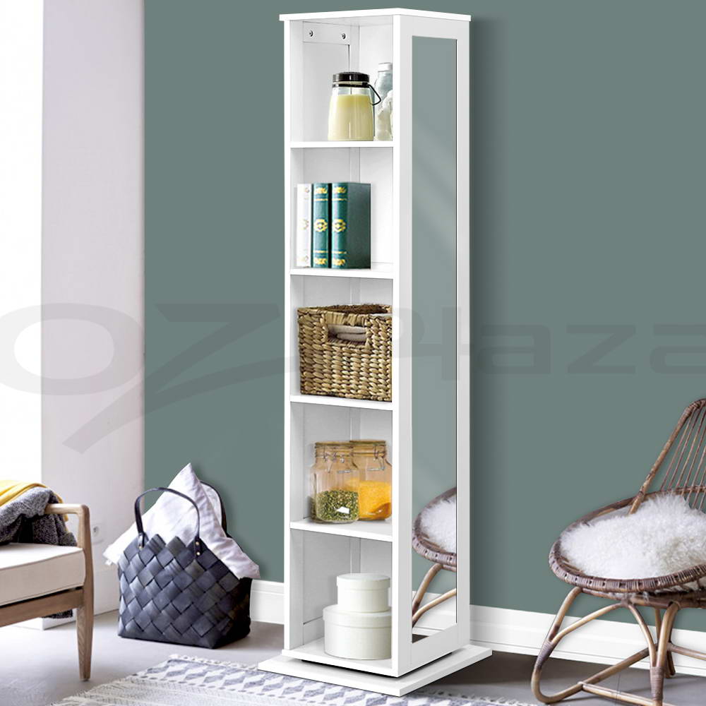 Details About Artiss Bathroom Storage Cabinet Mirror Display Shelf Bookcase Rotating Swivel
