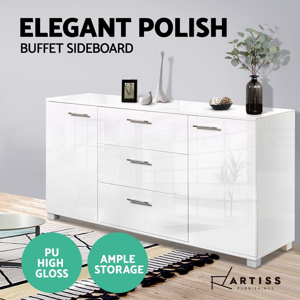Artiss Buffet Sideboard Cabinet Storage High Gloss Cupboard Hallway Table Unit - Picture 15 of 17