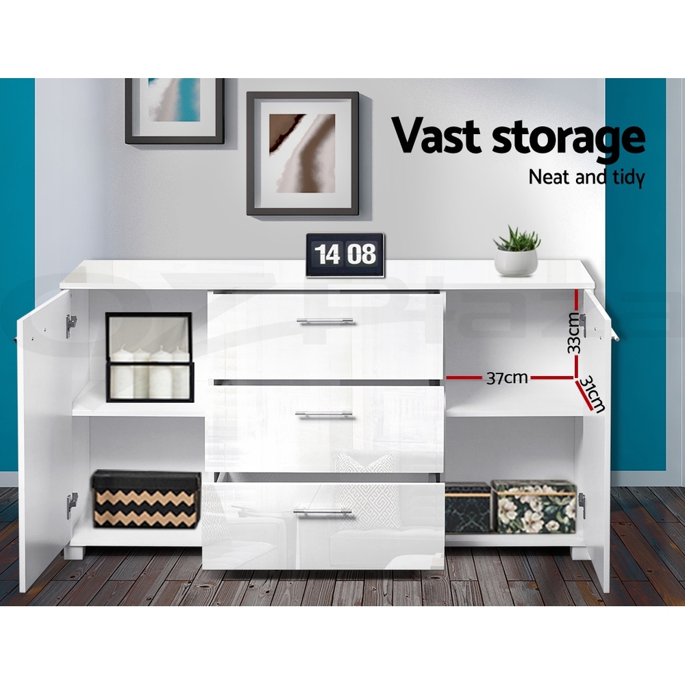 Artiss Buffet Sideboard Cabinet Storage High Gloss Cupboard Hallway Table Unit - Picture 16 of 17