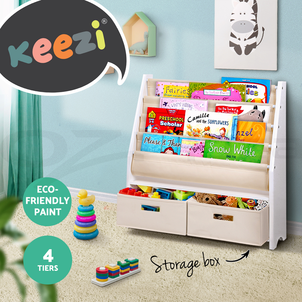 Keezi Kids Bookshelf Bookcase Children Shelf Magazine Rack Storage Organiser - Picture 17 of 41
