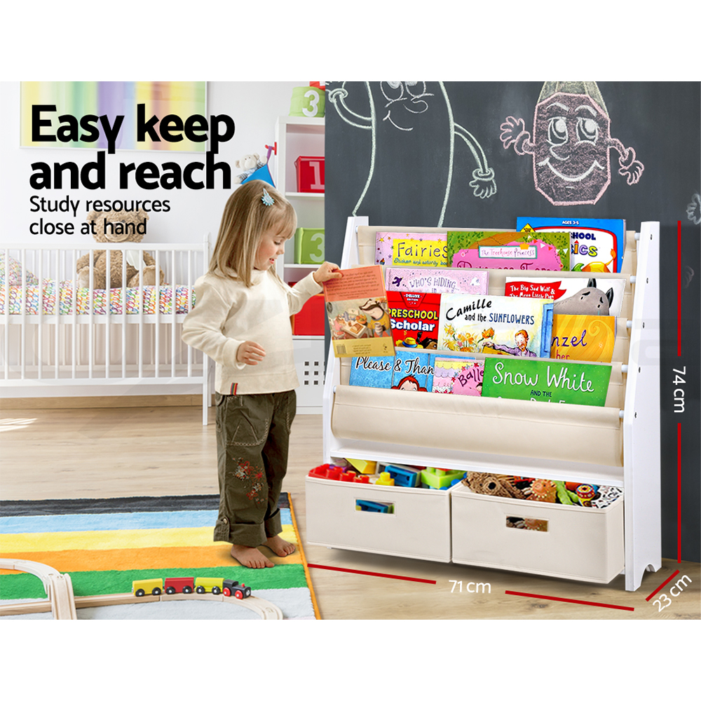 Keezi Kids Bookshelf Bookcase Children Shelf Magazine Rack Storage Organiser - Picture 18 of 41