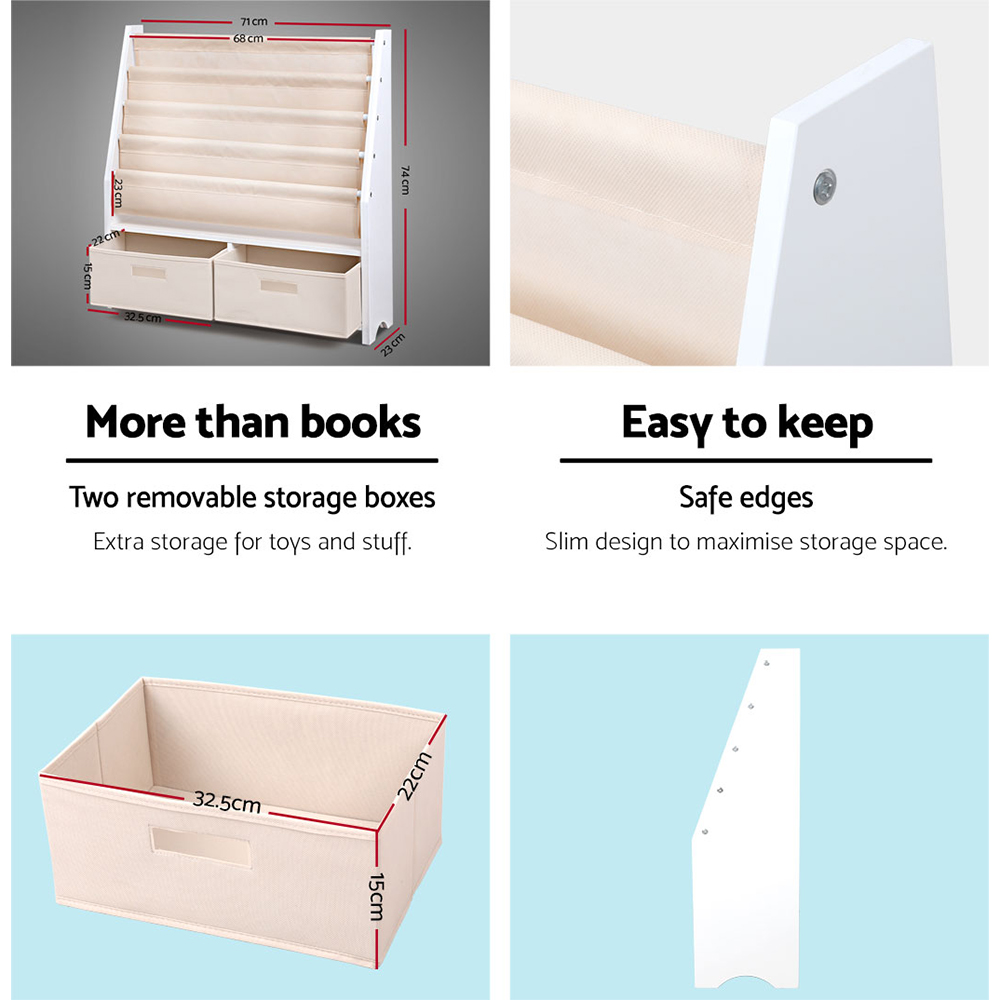 Keezi Kids Bookshelf Bookcase Children Shelf Magazine Rack Storage Organiser - Picture 22 of 41