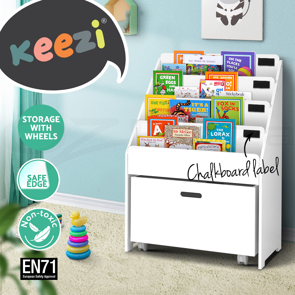 Keezi Kids Bookshelf Magazine Bookcase Children Shelf Rack Storage Organiser - Picture 12 of 41
