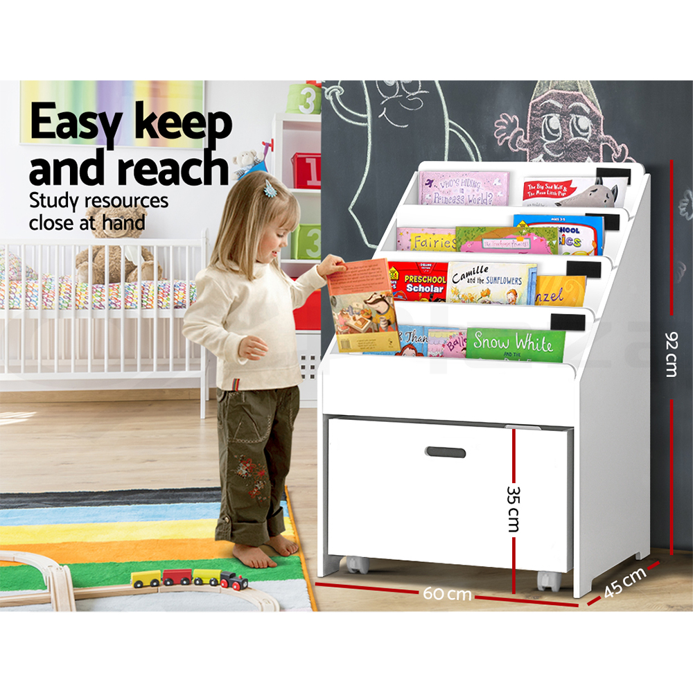 Keezi Kids Bookshelf Magazine Bookcase Children Shelf Rack Storage Organiser - Picture 14 of 41