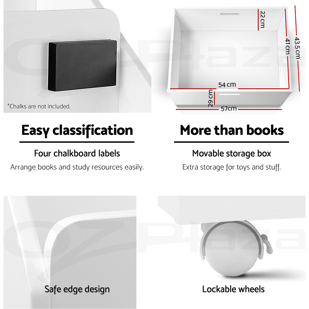 Keezi Kids Bookshelf Magazine Bookcase Children Shelf Rack Storage Organiser - Picture 18 of 41