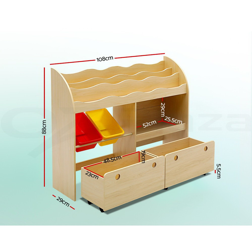 Keezi Kids Bookshelf Magazine Bookcase Children Shelf Rack Storage Organiser - Picture 29 of 41