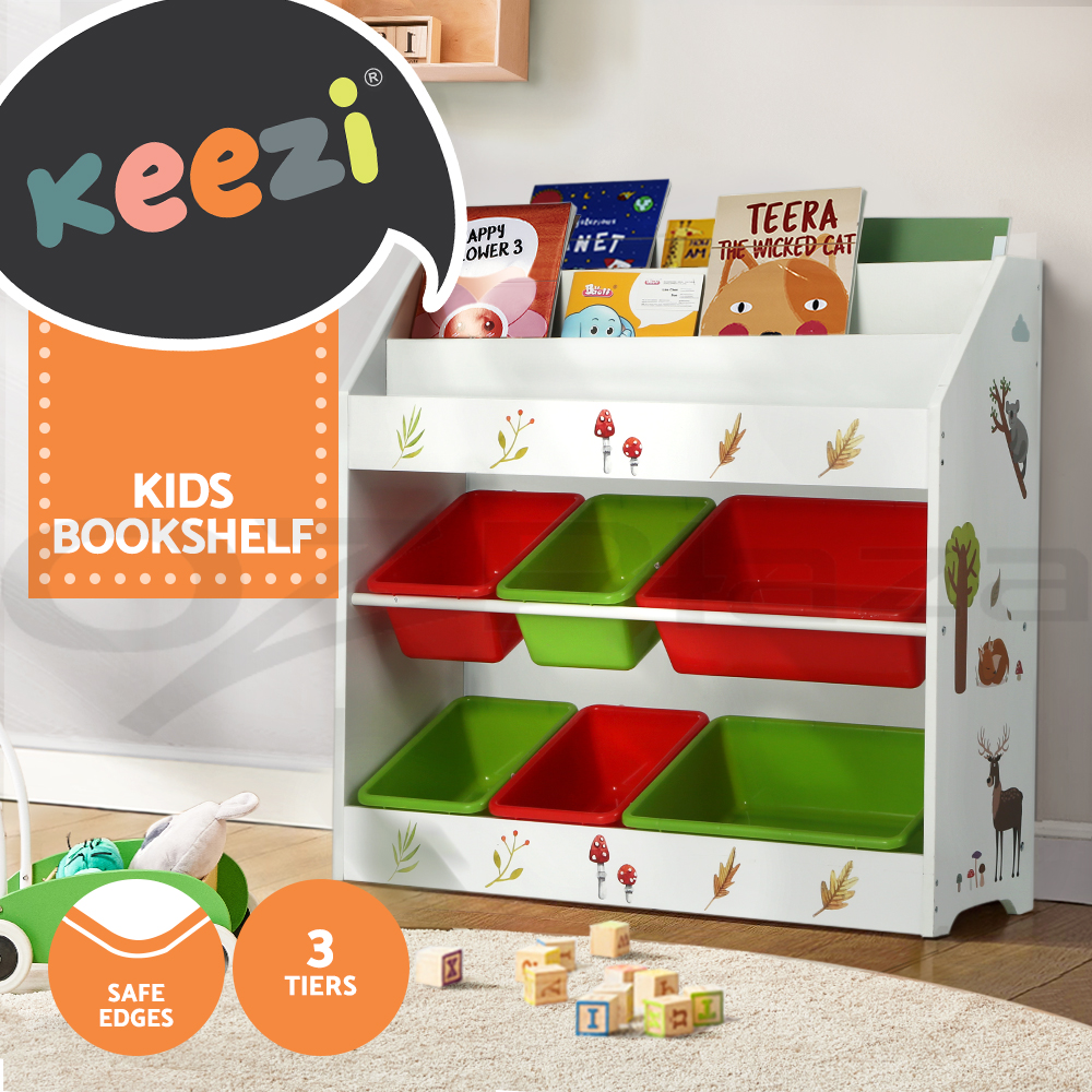 Keezi Kids Bookshelf Magazine Bookcase Children Shelf Rack Storage Organiser - Picture 32 of 41