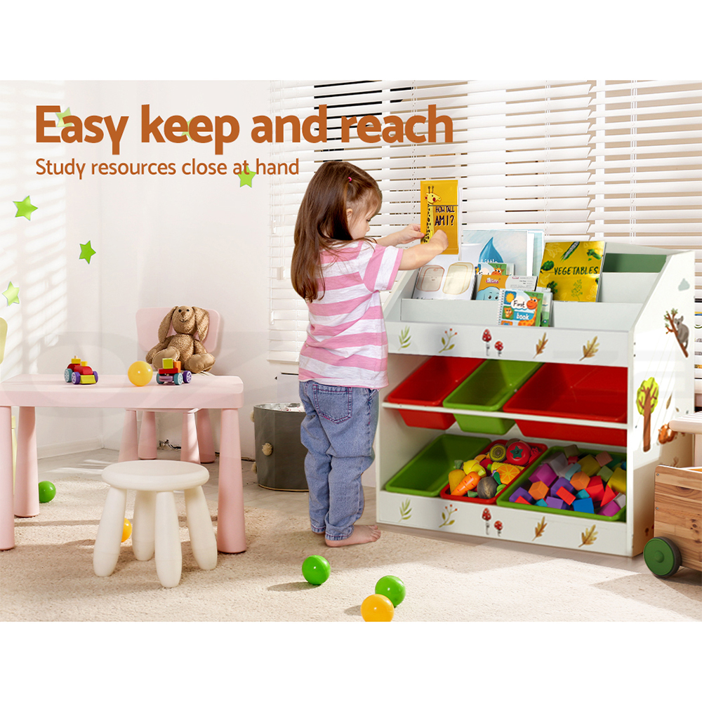 Keezi Kids Bookshelf Magazine Bookcase Children Shelf Rack Storage Organiser - Picture 33 of 41