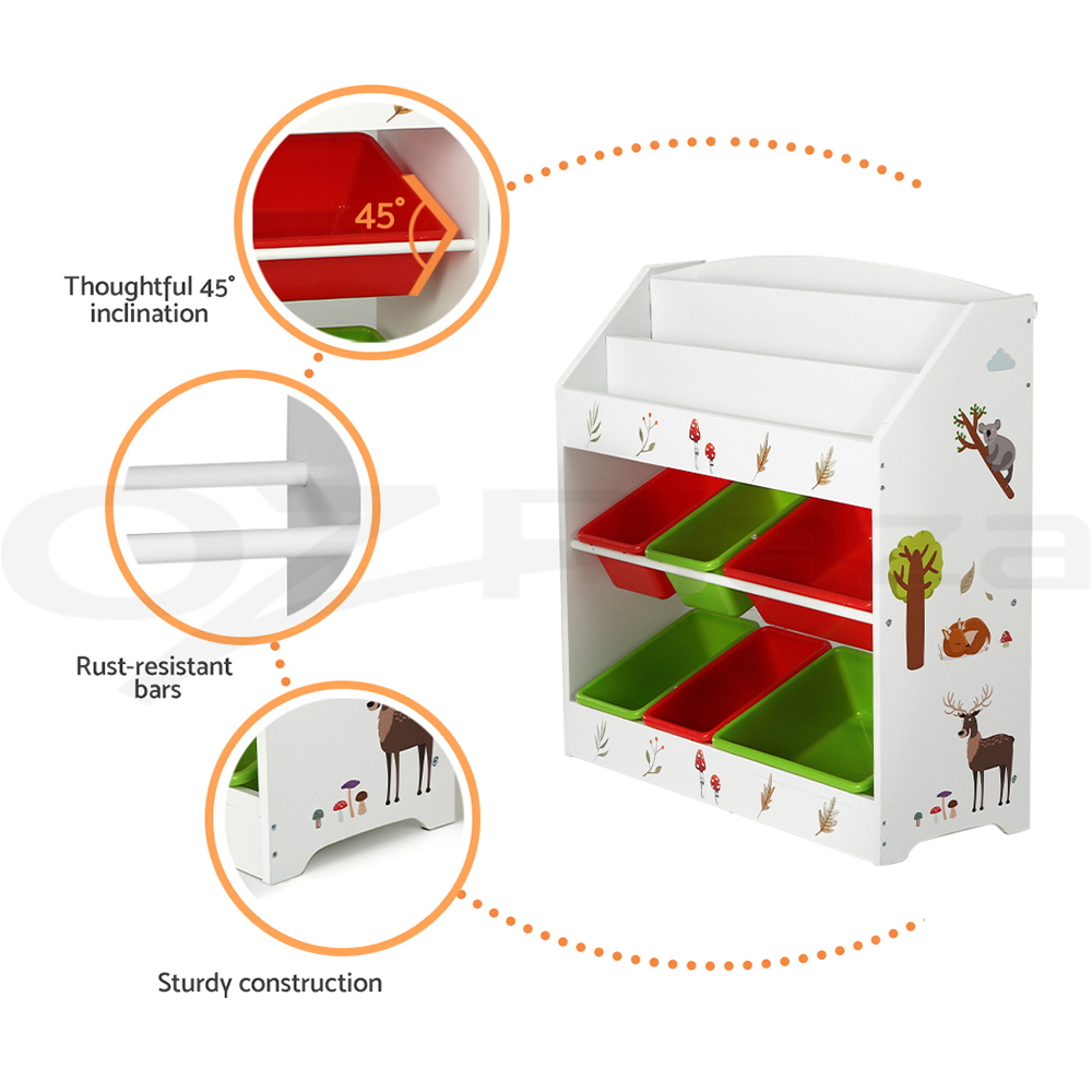 Keezi Kids Bookshelf Magazine Bookcase Children Shelf Rack Storage Organiser - Picture 36 of 41