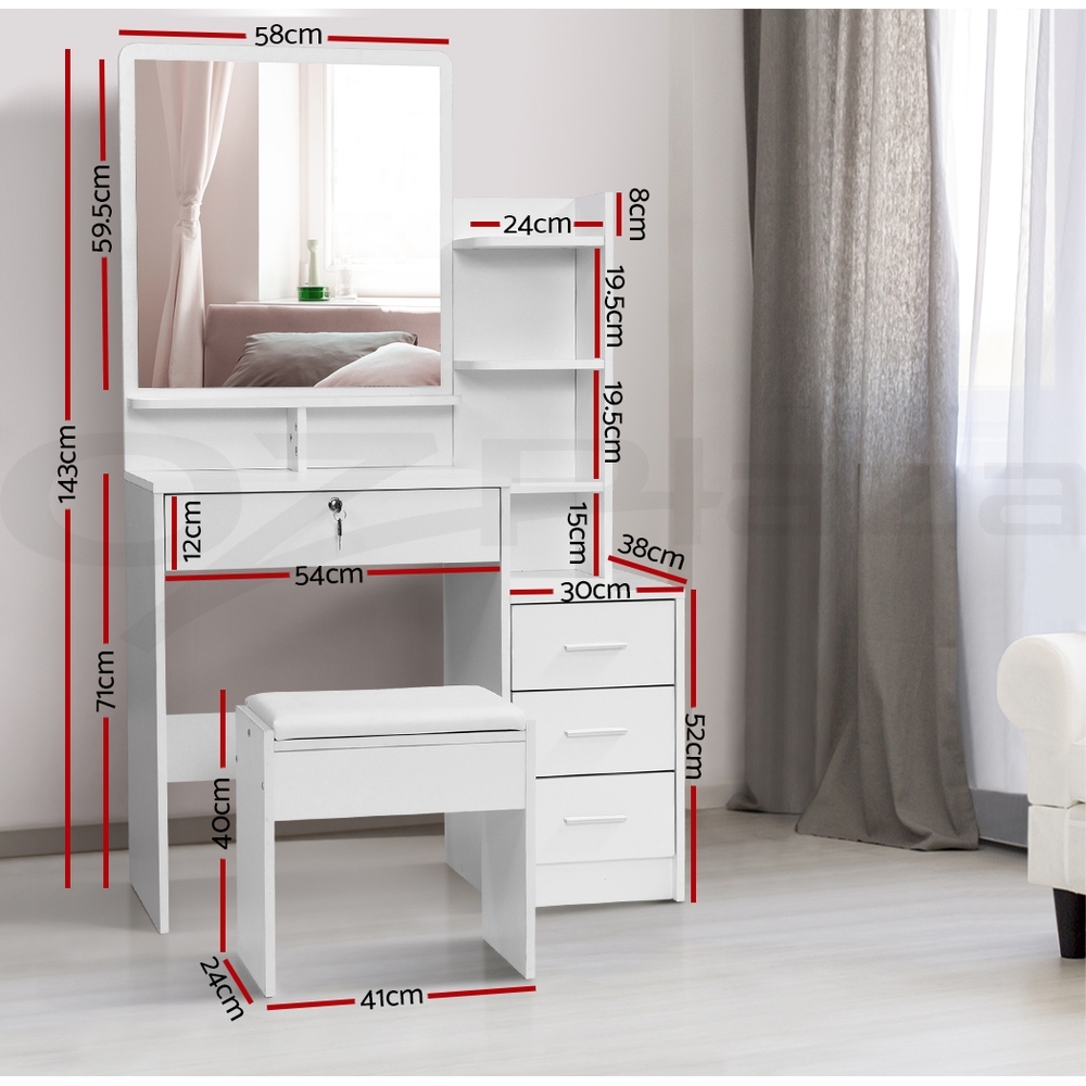 Artiss Dressing Table Mirror Stool Jewellery Makeup Organizer