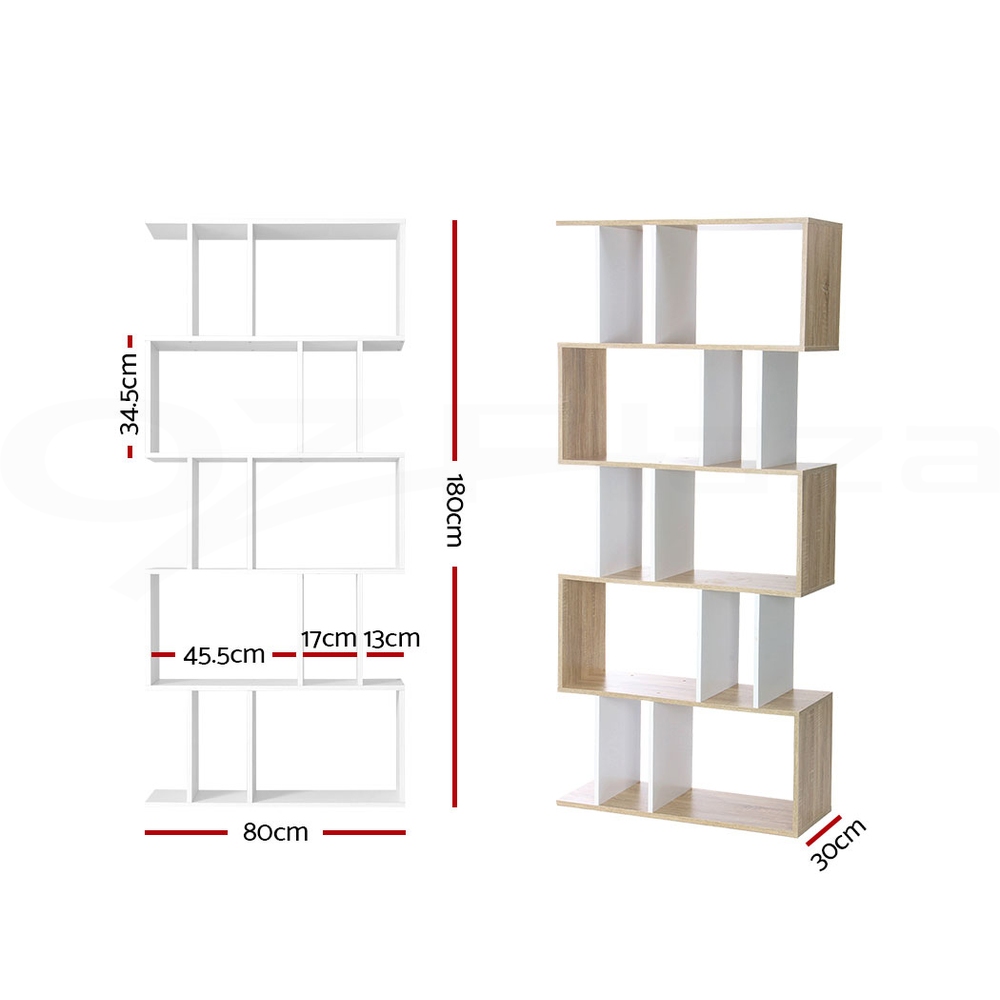 Artiss Display Shelf Cabinet Bookcase Stand Storage Bookshelf 5 Tier Shelves - Picture 13 of 15