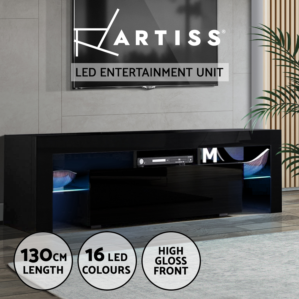 TV Unit Entertainment Unit 130-200cm LED RGB Gloss Storage Cabinet Stand-Artiss - Picture 12 of 36