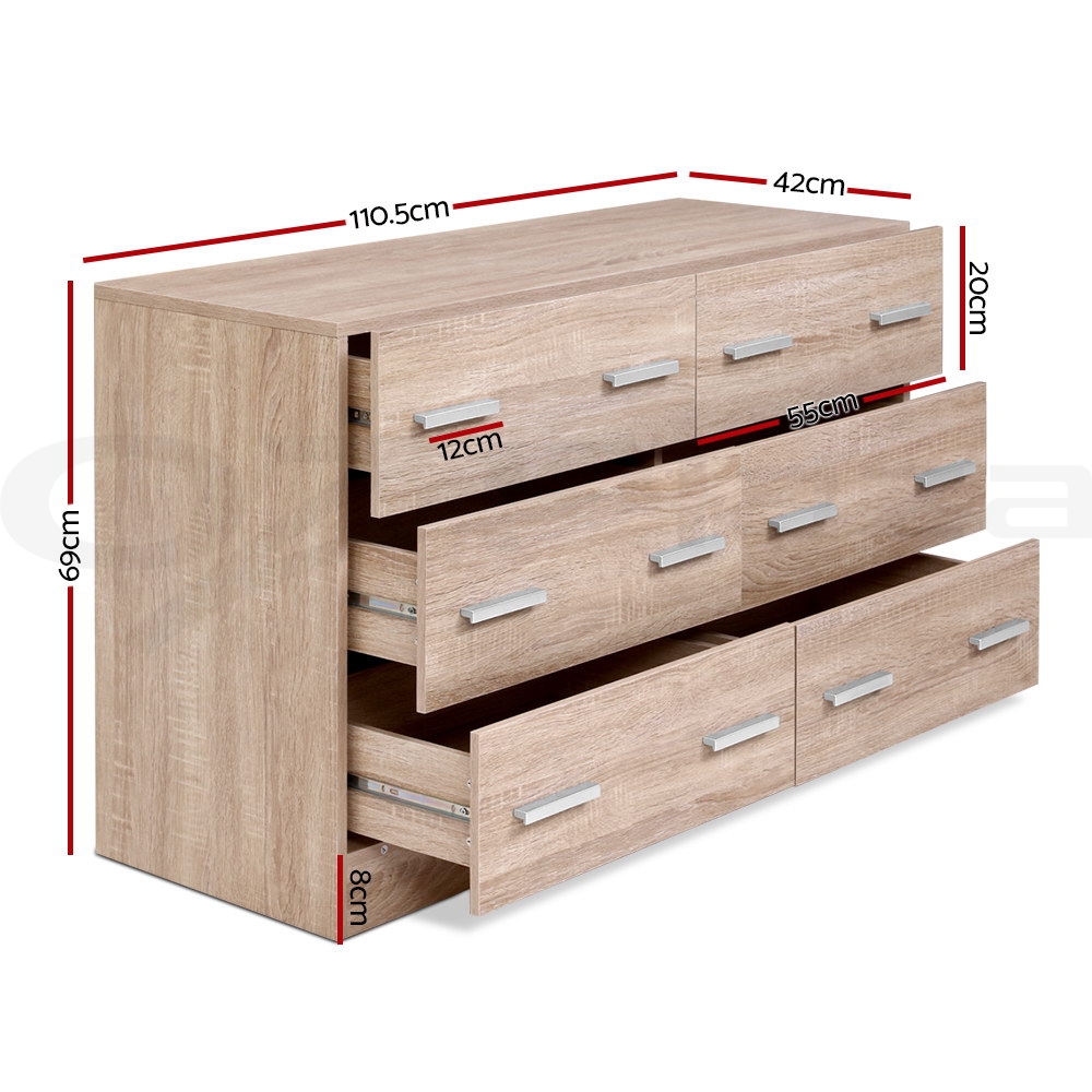 Artiss 6 Chest of Drawers Cabinet Bedside Dresser Table Tallboy Lowboy Storage - Picture 15 of 15