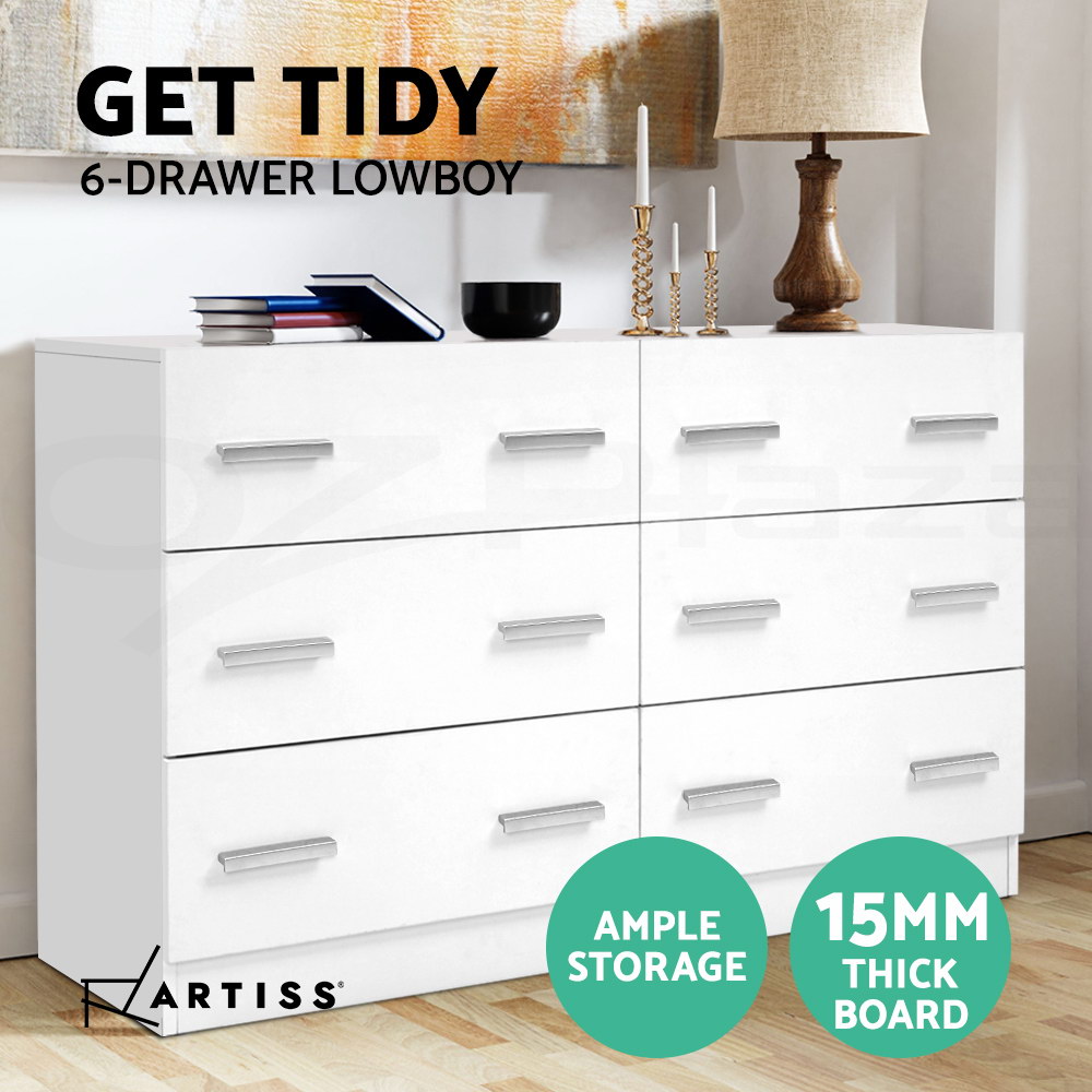 Artiss 6 Chest of Drawers Cabinet Bedside Dresser Table Tallboy Lowboy Storage - Picture 12 of 15