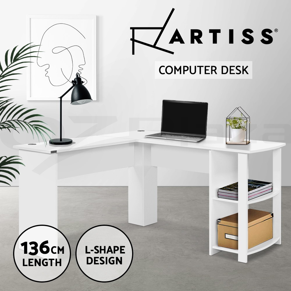 Artiss Office Computer Desk Corner Student Study Table L-Shape Black/White - Picture 24 of 26