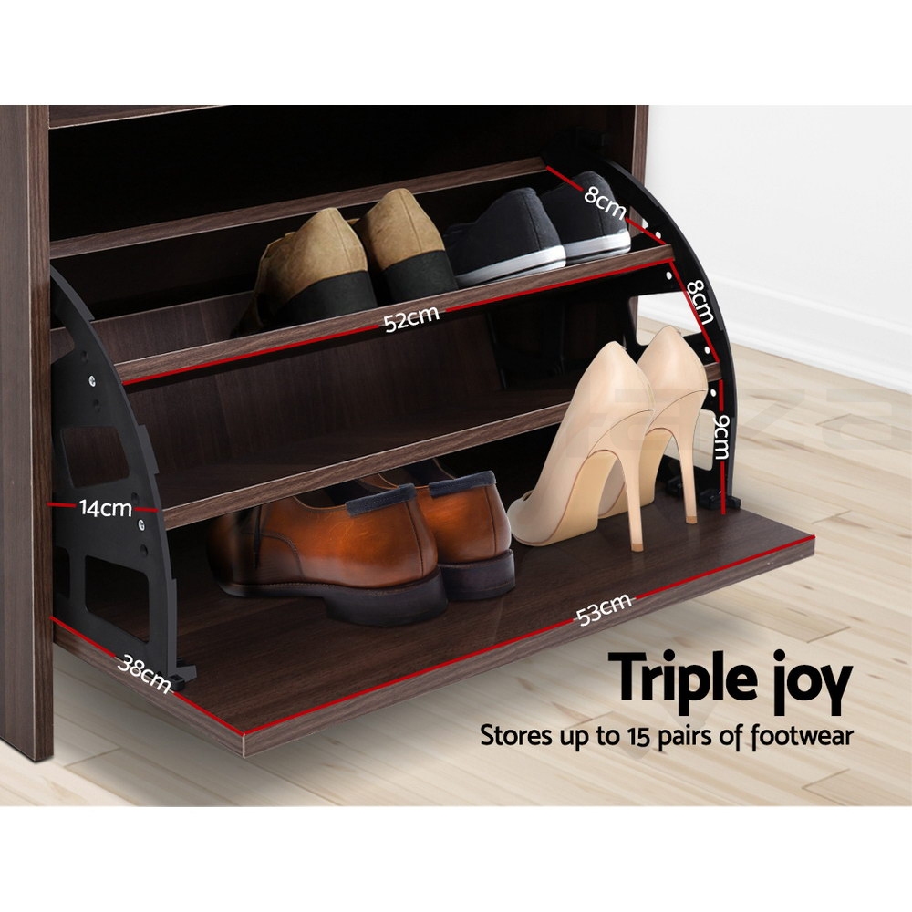 Artiss Shoe Cabinet Bench Shoes Storage Rack Organiser Shelf Wooden 15 Pairs - Picture 17 of 20