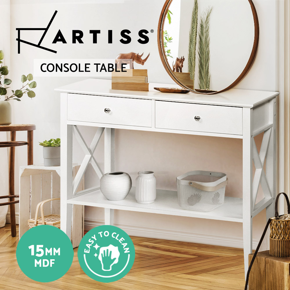 Artiss Console Table Hallway Table With Storage Drawers White Entry Table - Picture 13 of 15