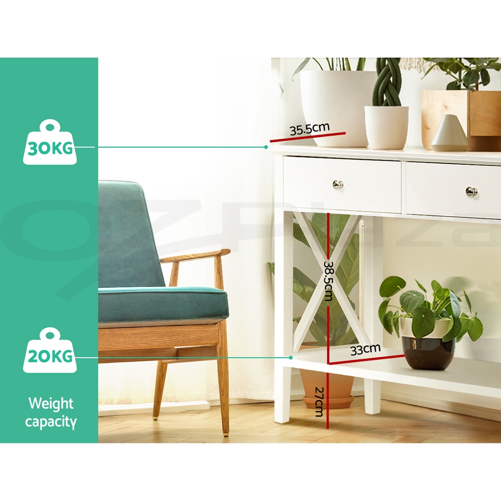 Artiss Console Table Hallway Table With Storage Drawers White Entry Table - Picture 14 of 15