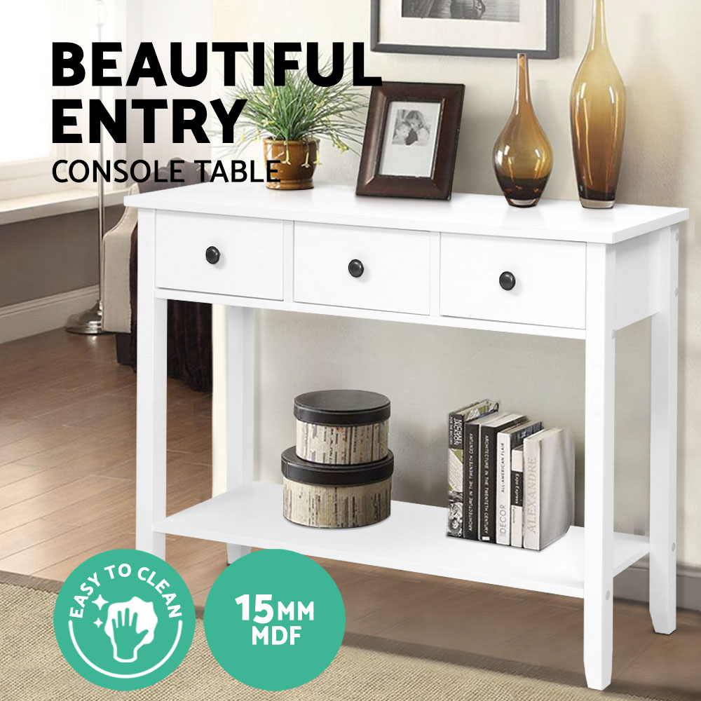 Artiss Console Table Hallway Table With Storage Drawers White Entry Table - Picture 12 of 15