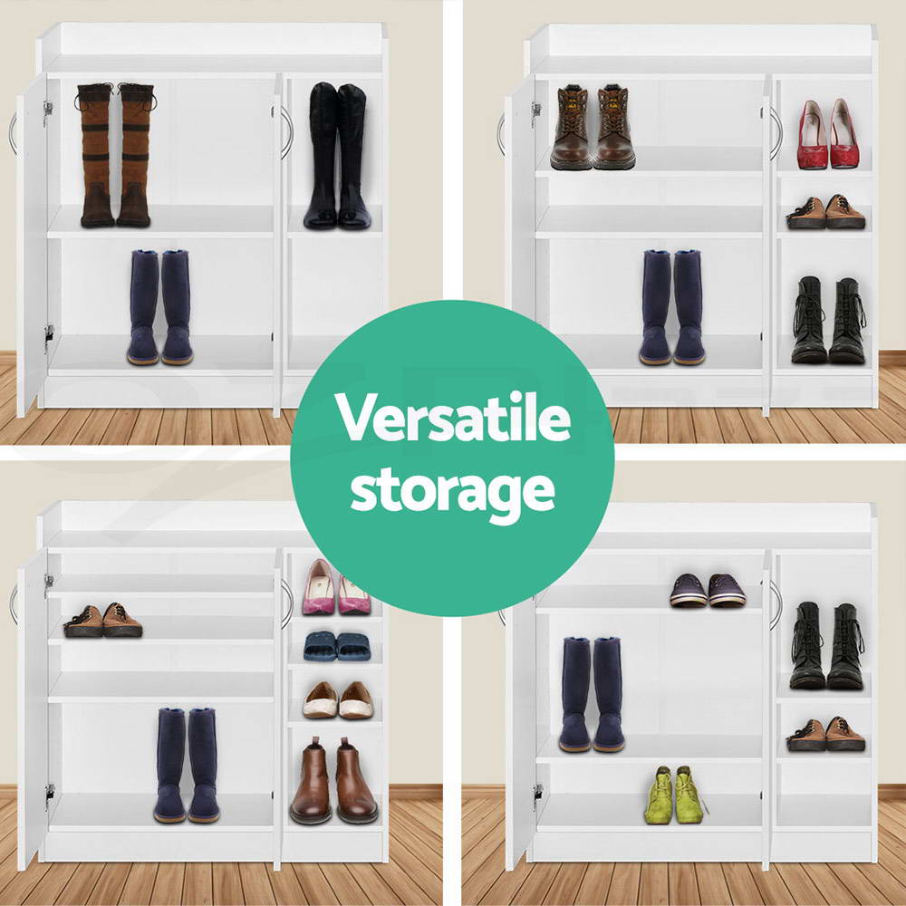 Artiss Shoe Cabinet Wood Storage Rack Shoes Organiser 2 Doors Shelf Cupboard - Picture 21 of 26