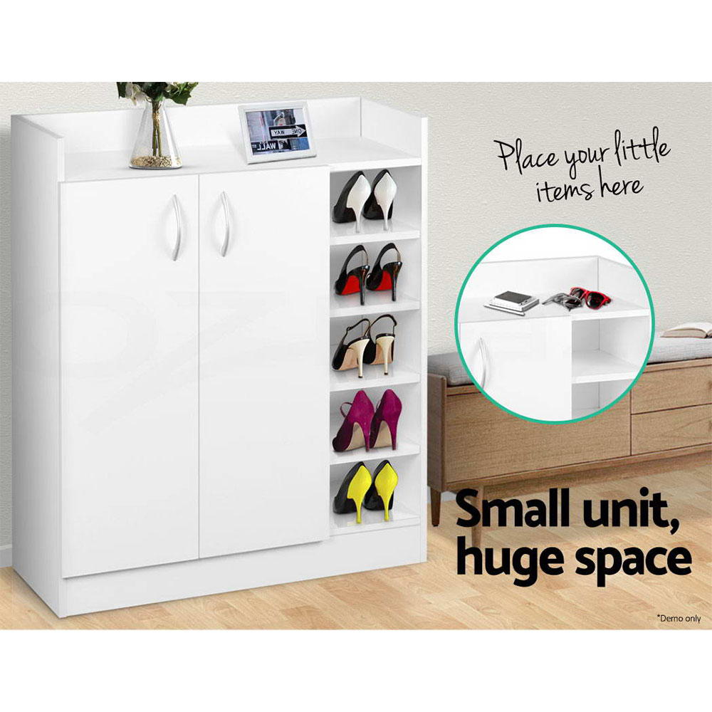 Artiss Shoe Cabinet Wood Storage Rack Shoes Organiser 2 Doors Shelf Cupboard - Picture 22 of 26