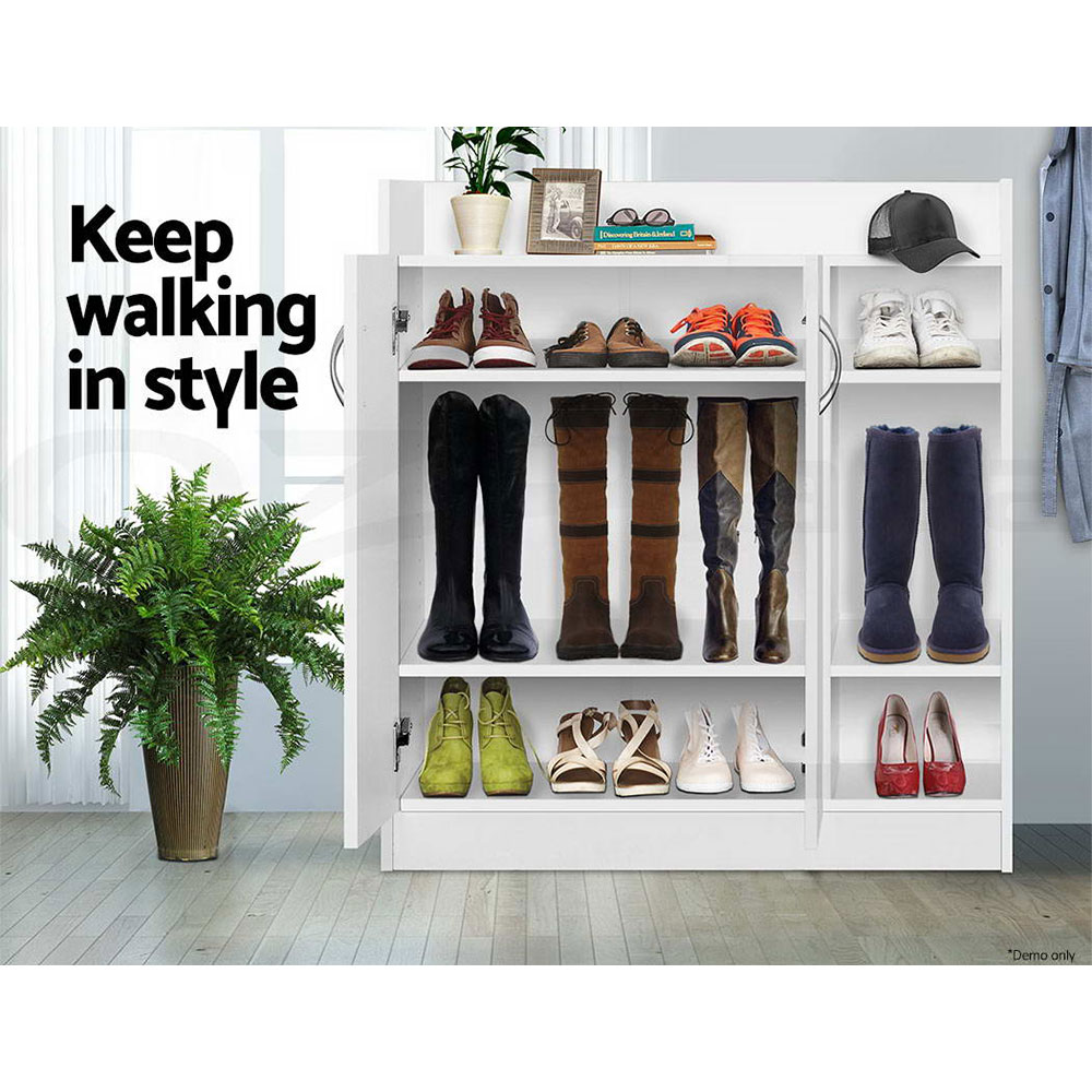 Artiss Shoe Cabinet Wood Storage Rack Shoes Organiser 2 Doors Shelf Cupboard - Picture 24 of 26