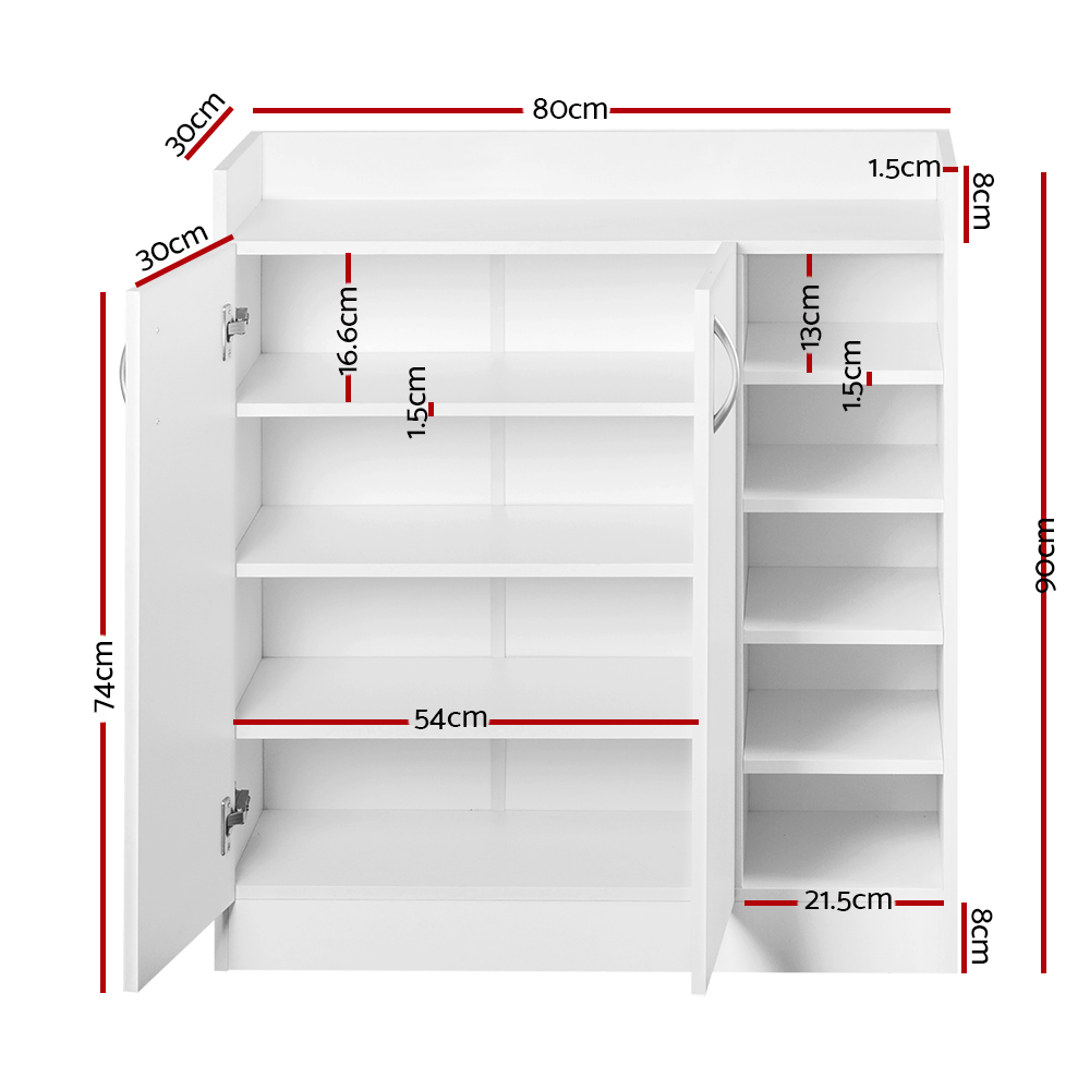 Artiss Shoe Cabinet Wood Storage Rack Shoes Organiser 2 Doors Shelf Cupboard - Picture 25 of 26