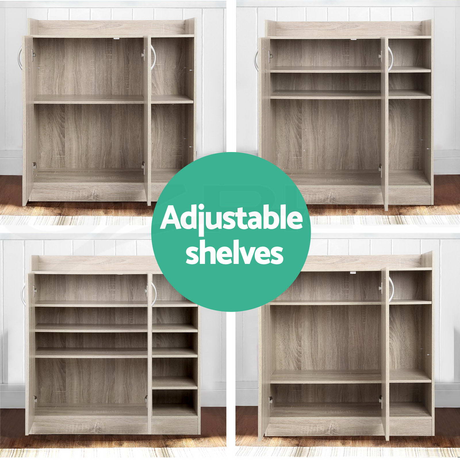 Artiss Shoe Cabinet Wood Storage Rack Shoes Organiser 2 Doors Shelf Cupboard - Picture 13 of 26