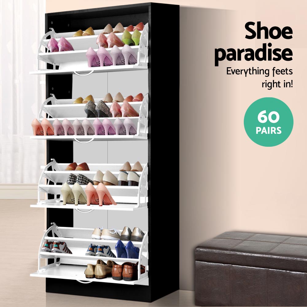 Artiss Shoe Shoes Storage Rack 60 Pairs Wooden Organiser Shelf Cupboard eBay