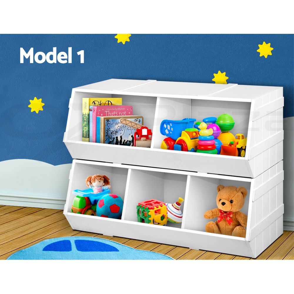 Keezi Kids Bookshelf Toy Box Storage Bookcase Shelf Bin Rack