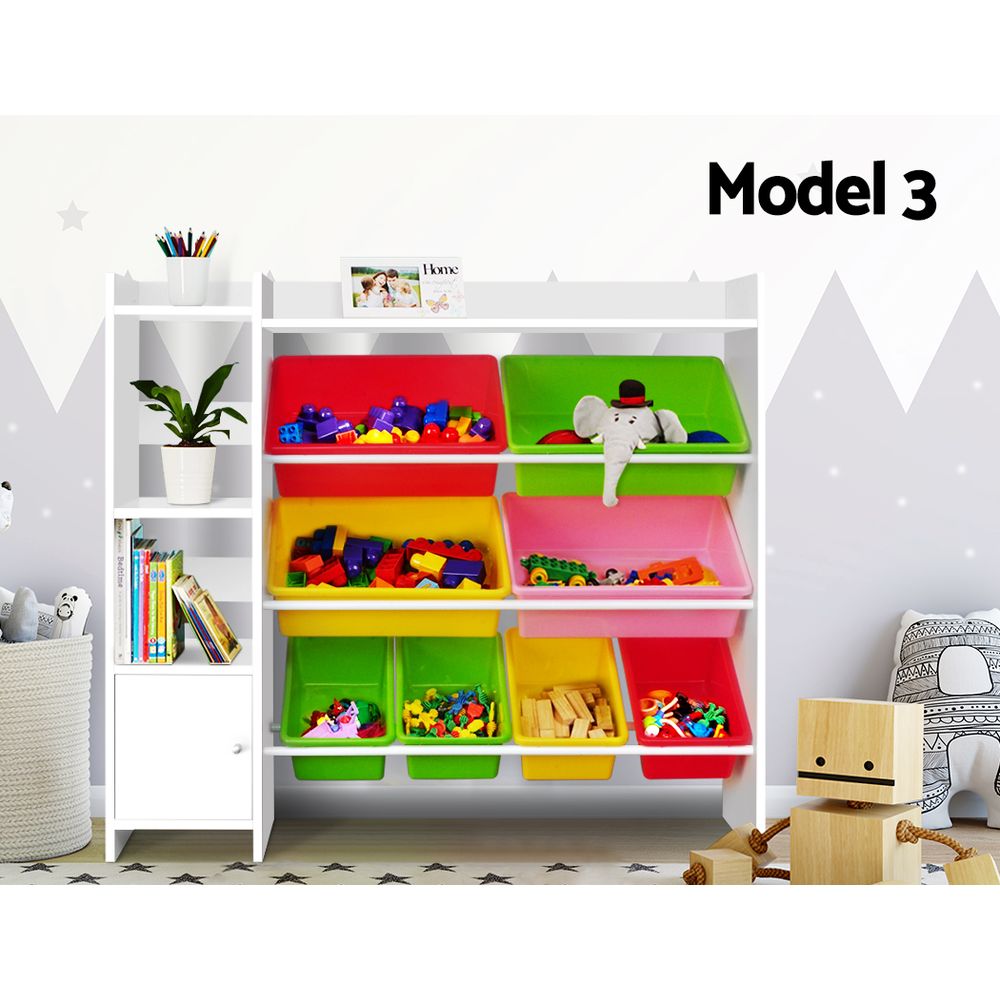 Keezi Kids Bookshelf Toy Box Storage Bookcase Shelf Bin Rack