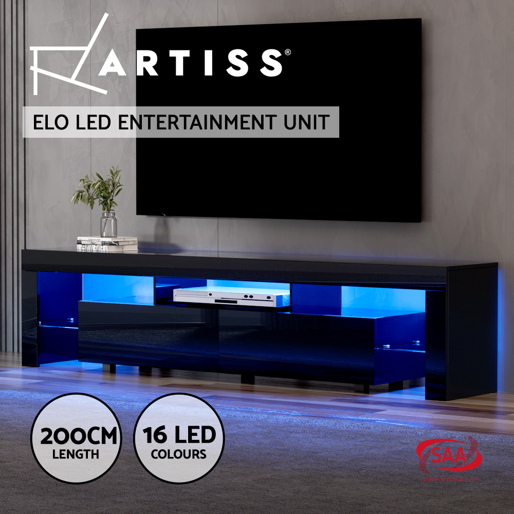 Artiss TV Cabinet Entertainment Unit Stand RGB LED Gloss 130/160/189/200cm - Picture 17 of 20