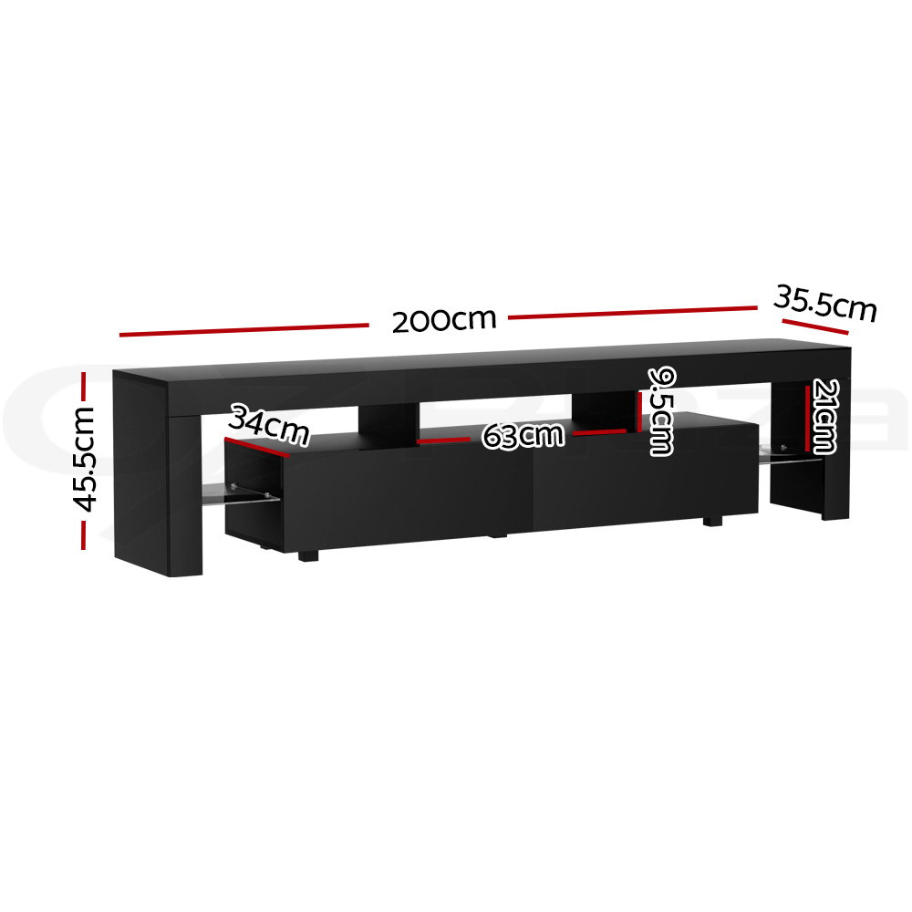 Artiss TV Cabinet Entertainment Unit Stand RGB LED Gloss 130/160/189/200cm - Picture 18 of 20