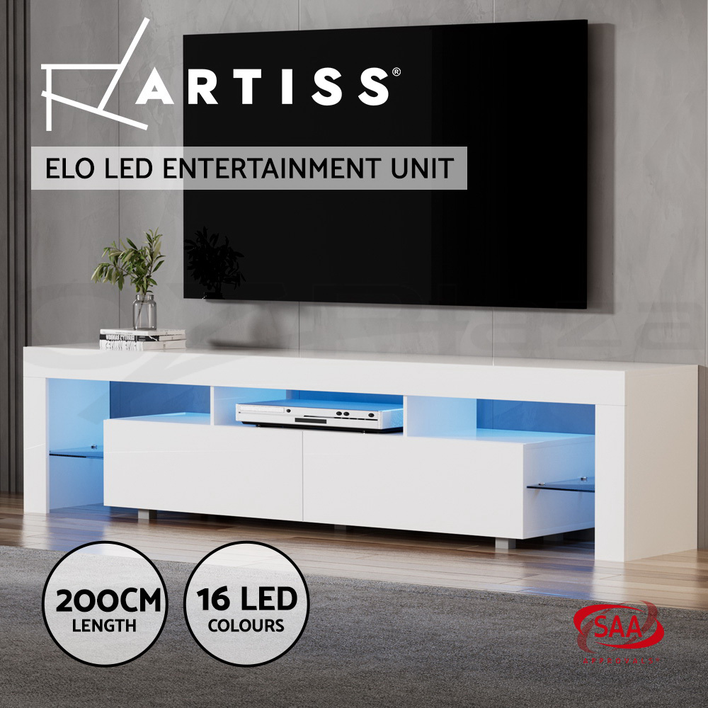 Artiss TV Cabinet Entertainment Unit Stand RGB LED Gloss 130/160/189/200cm - Picture 19 of 20