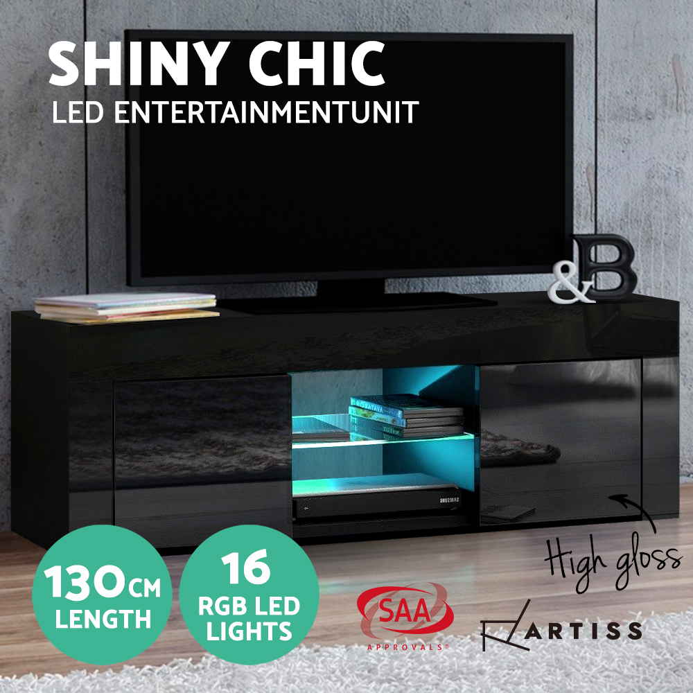 TV Unit Entertainment Unit 130-200cm LED RGB Gloss Storage Cabinet Stand-Artiss - Picture 16 of 36