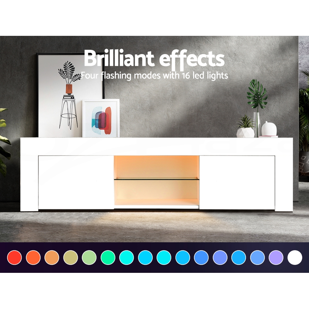 TV Unit Entertainment Unit 130-200cm LED RGB Gloss Storage Cabinet Stand-Artiss - Picture 19 of 36