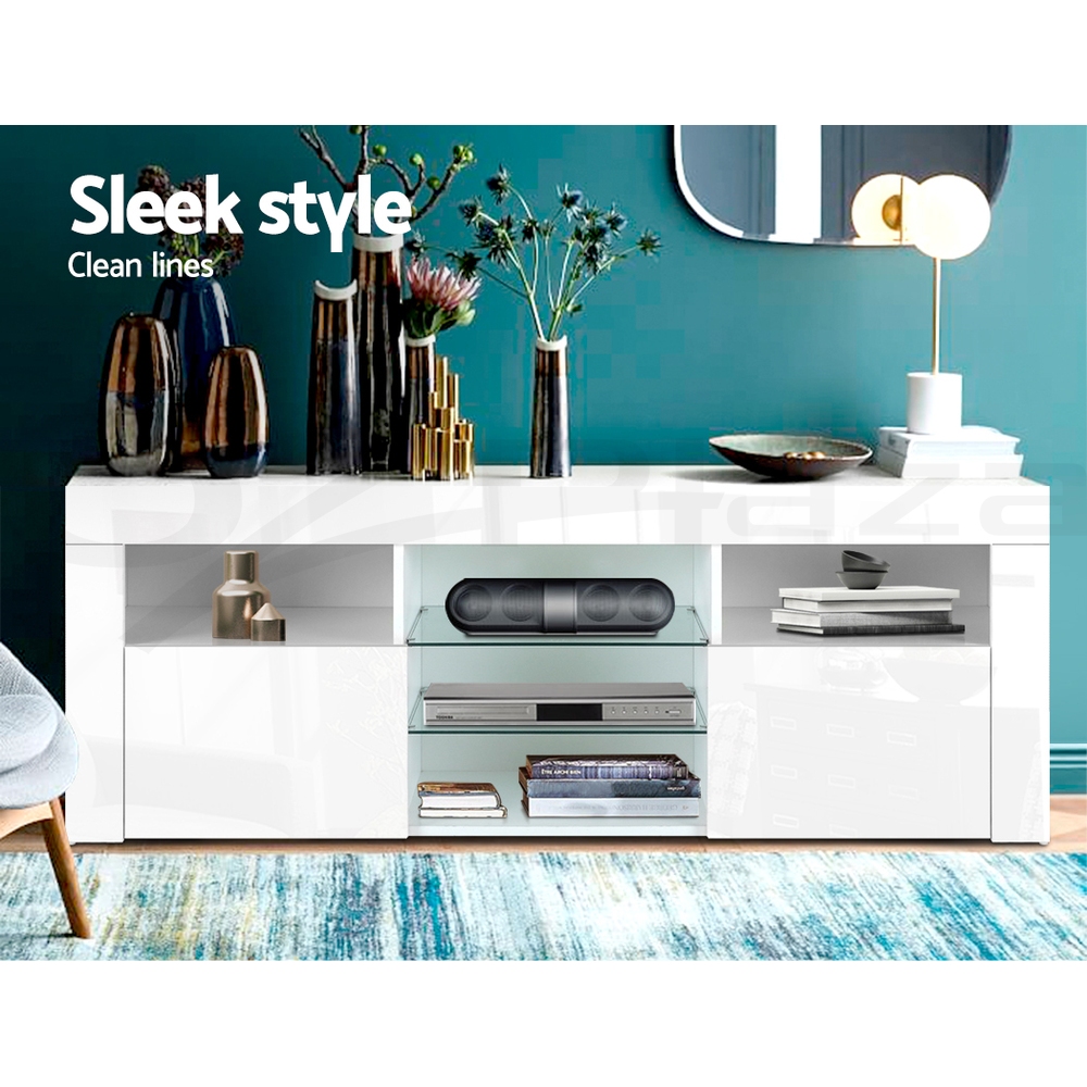 TV Unit Entertainment Unit 130-200cm LED RGB Gloss Storage Cabinet Stand-Artiss - Picture 22 of 36