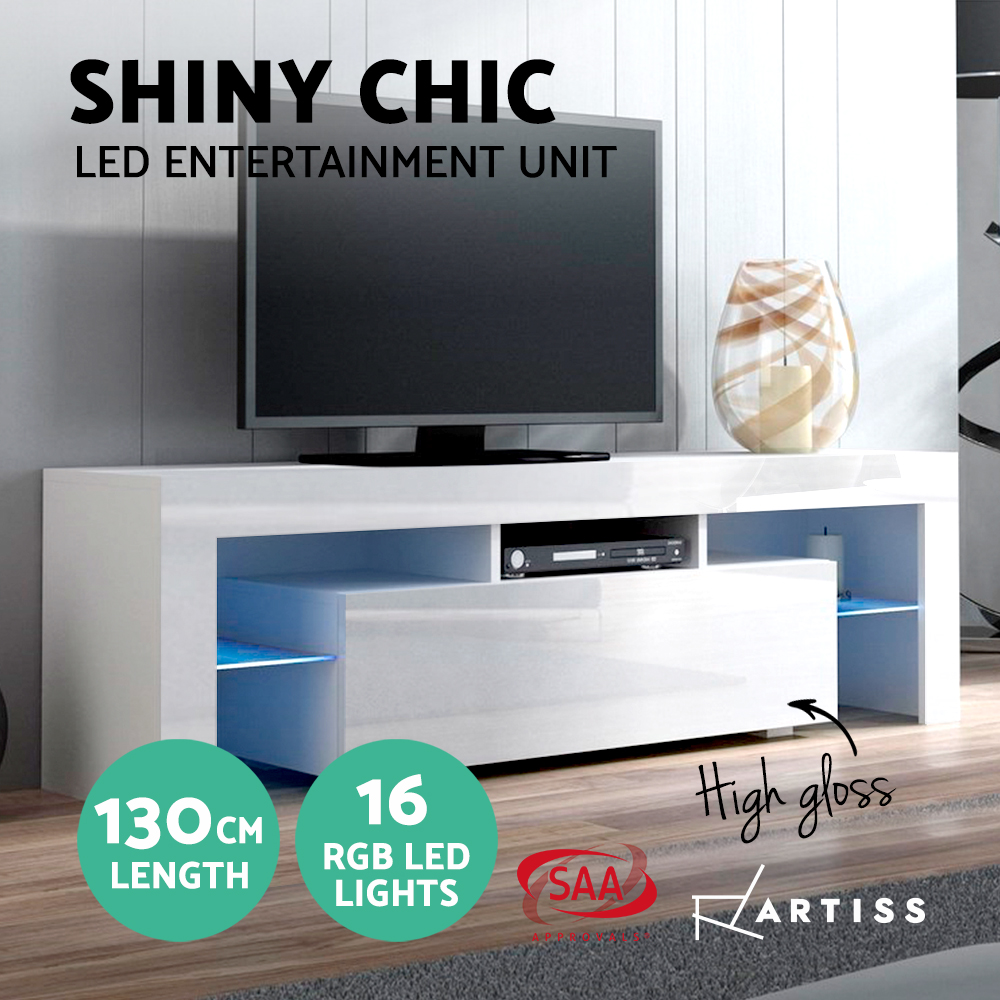 TV Unit Entertainment Unit 130-200cm LED RGB Gloss Storage Cabinet Stand-Artiss - Picture 14 of 36