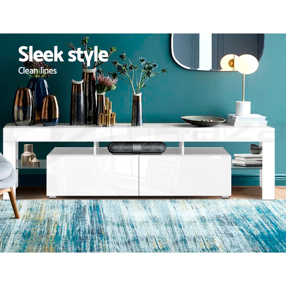 TV Unit Entertainment Unit 130-200cm LED RGB Gloss Storage Cabinet Stand-Artiss - Picture 26 of 36