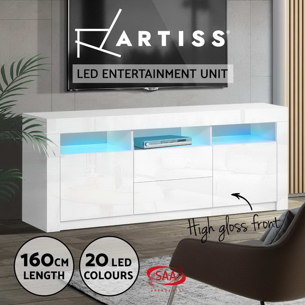 TV Unit Entertainment Unit 130-200cm LED RGB Gloss Storage Cabinet Stand-Artiss - Picture 31 of 36