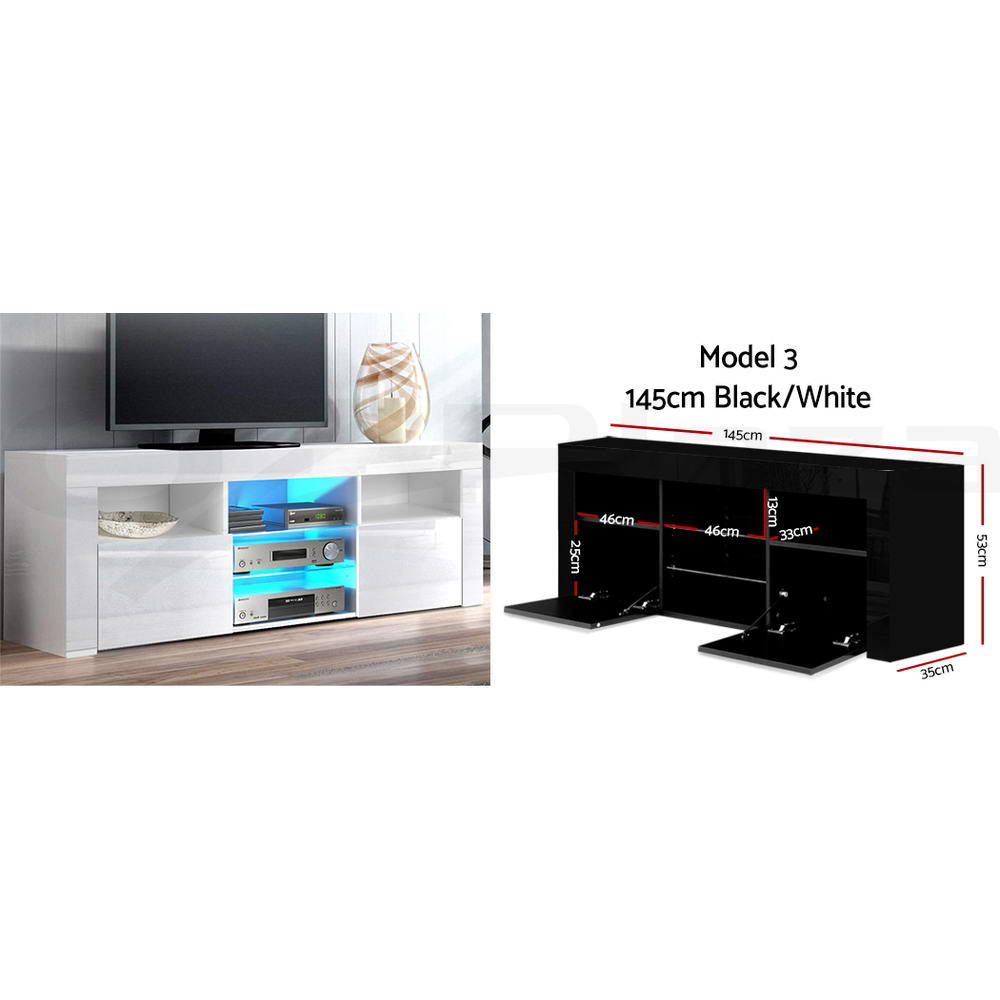 TV Unit Entertainment Unit 130-200cm LED RGB Gloss Storage Cabinet Stand-Artiss - Picture 20 of 36