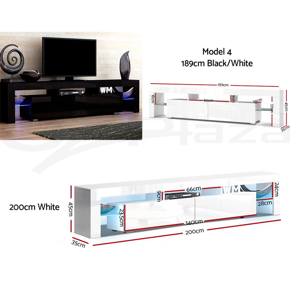 TV Unit Entertainment Unit 130-200cm LED RGB Gloss Storage Cabinet Stand-Artiss - Picture 27 of 36