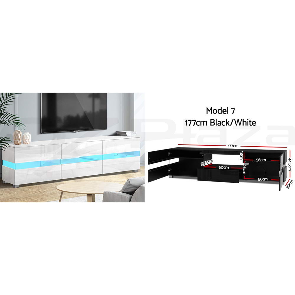 TV Unit Entertainment Unit 130-200cm LED RGB Gloss Storage Cabinet Stand-Artiss - Picture 33 of 36