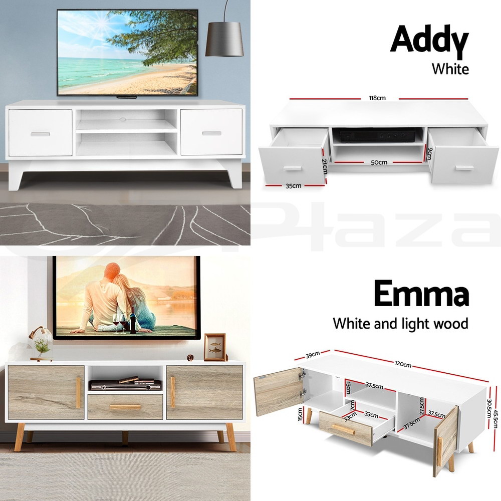 Artiss TV Cabinet Entertainment Unit Stand Storage Wood Industrial Rustic 124cm