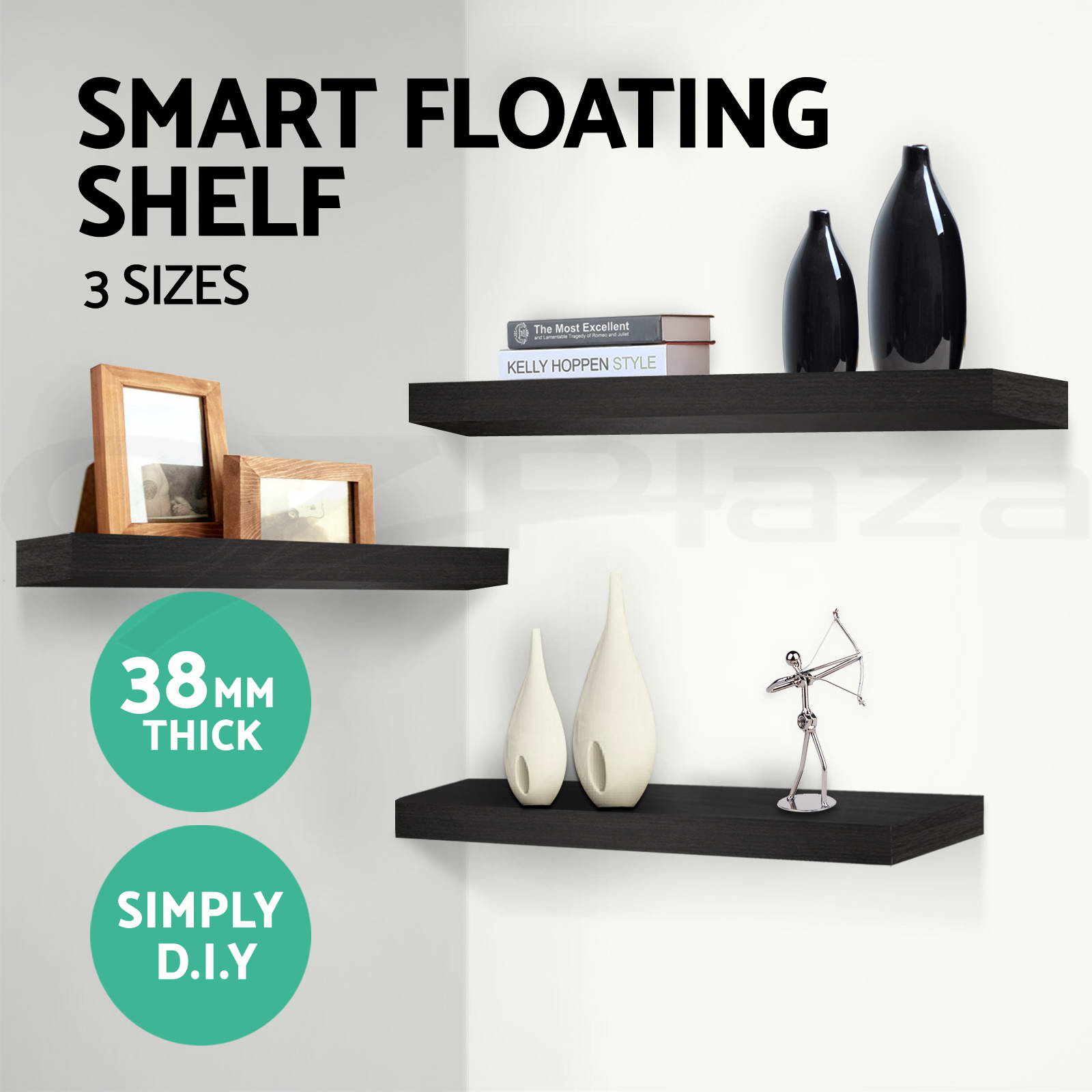 3PCS Wall Floating Shelf Set Concealed Shelves Bookshelf Shop Display 3