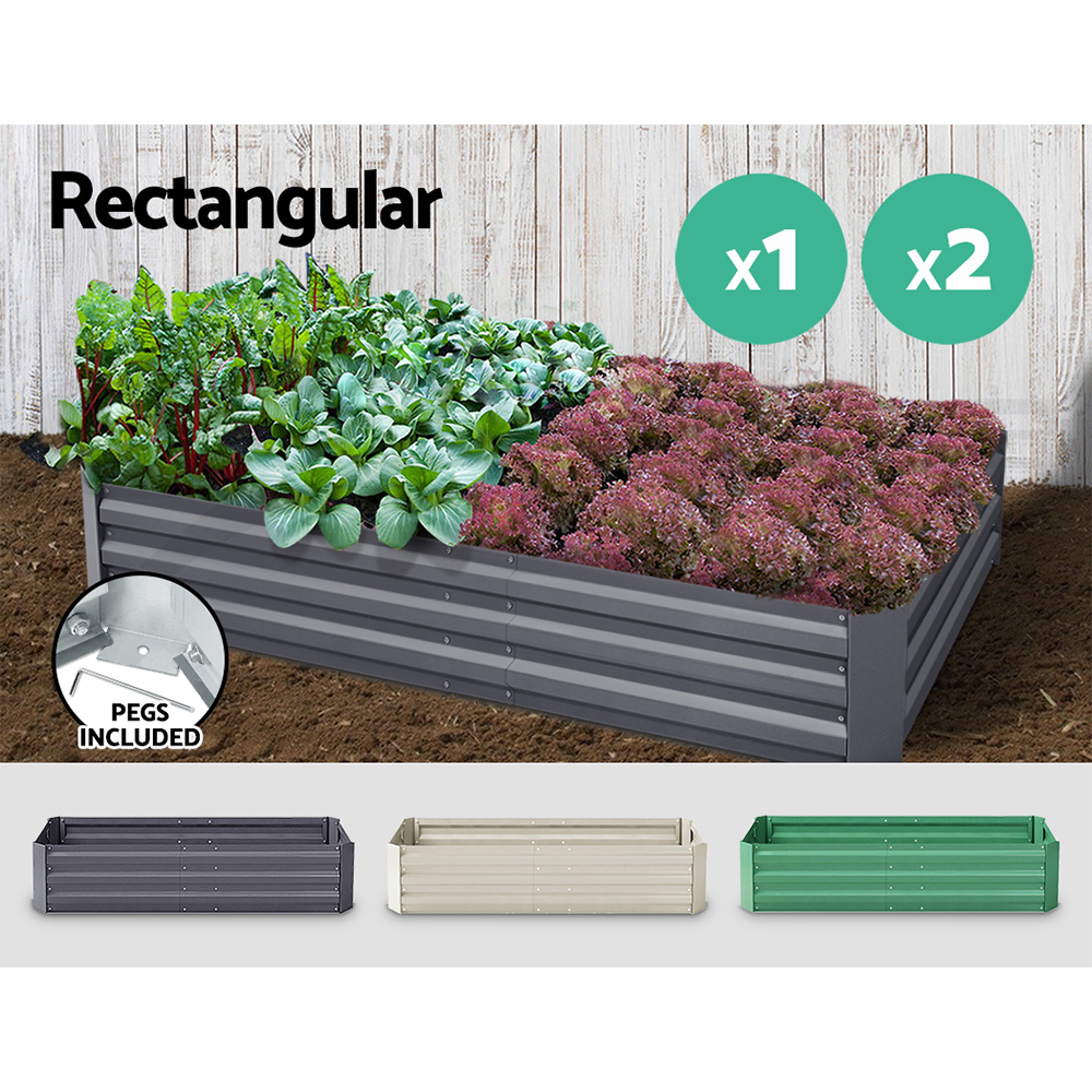 Green Fingers Garden Bed 20 Sizes Galvanised Steel Raised Planter Square X1/X2 - Picture 13 of 121