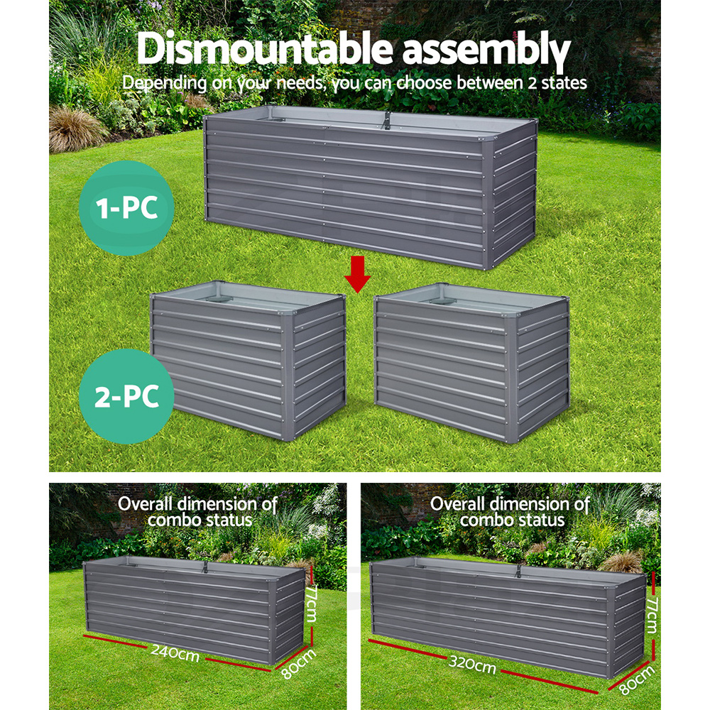 Green Fingers Garden Bed 20 Sizes Galvanised Steel Raised Planter Square X1/X2 - Picture 17 of 121