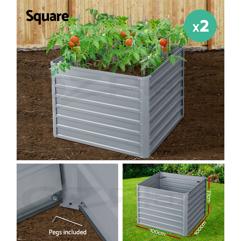 Green Fingers Garden Bed 20 Sizes Galvanised Steel Raised Planter Square X1/X2 - Picture 18 of 121