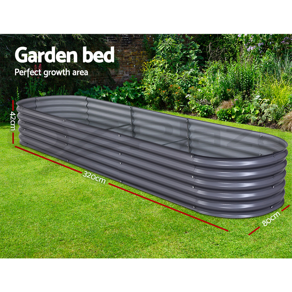 Greenfingers Garden Bed Kit Galvanised Steel Raised Garden Beds Kit Planter Oval eBay