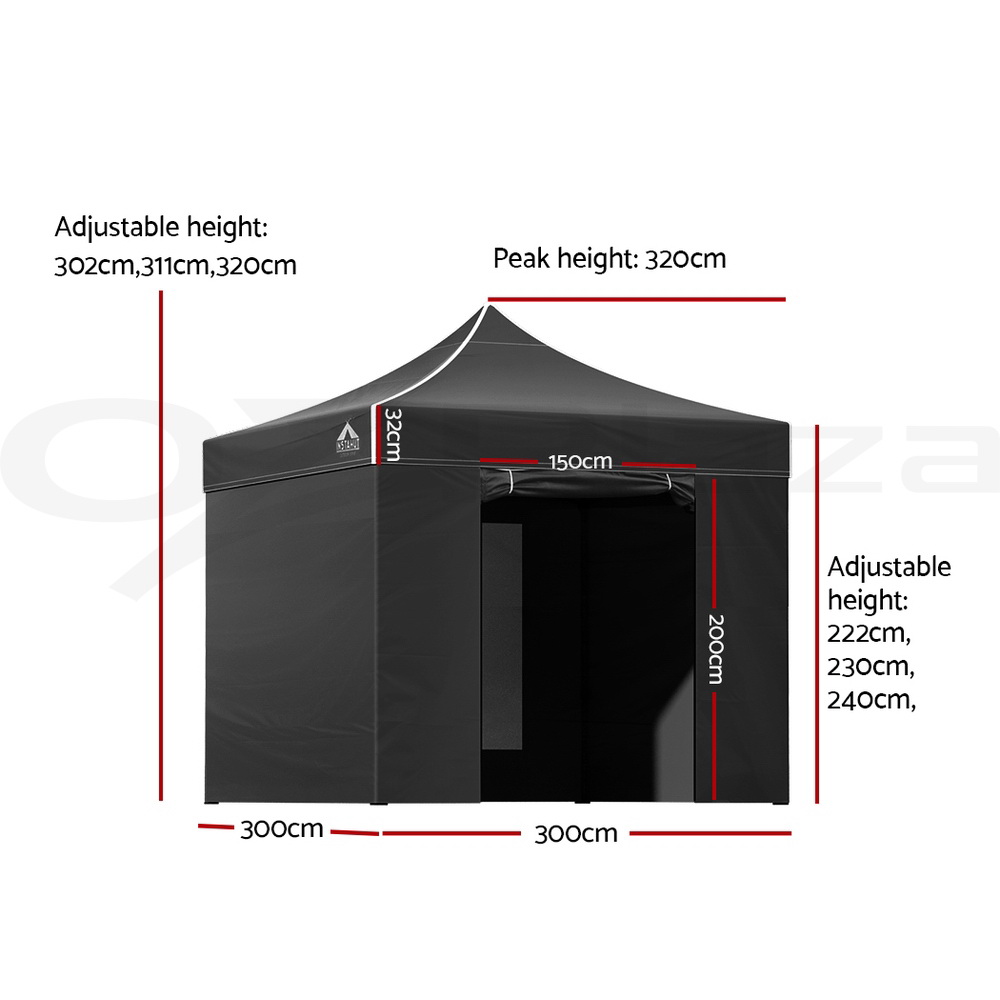 Instahut Gazebo Pop Up Marquee 3x3 Outdoor Wedding Tent Party Event Folding Set - Picture 74 of 102